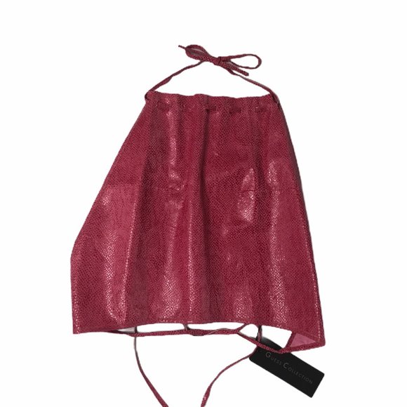 GUESS COLLECTION LEATHER SNAKESKIN HALTER CROP TOP - Picture 5 of 9